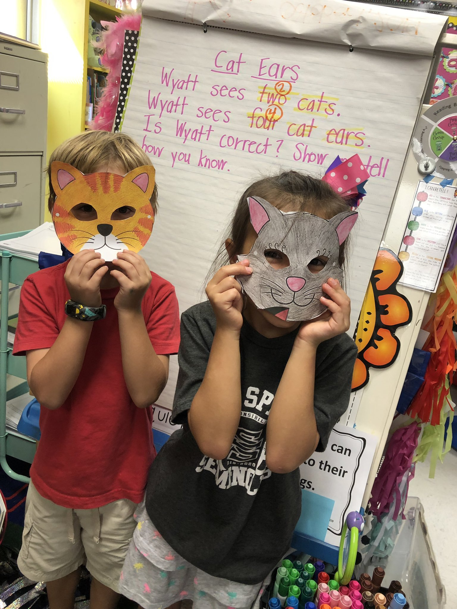 students in home-made masks