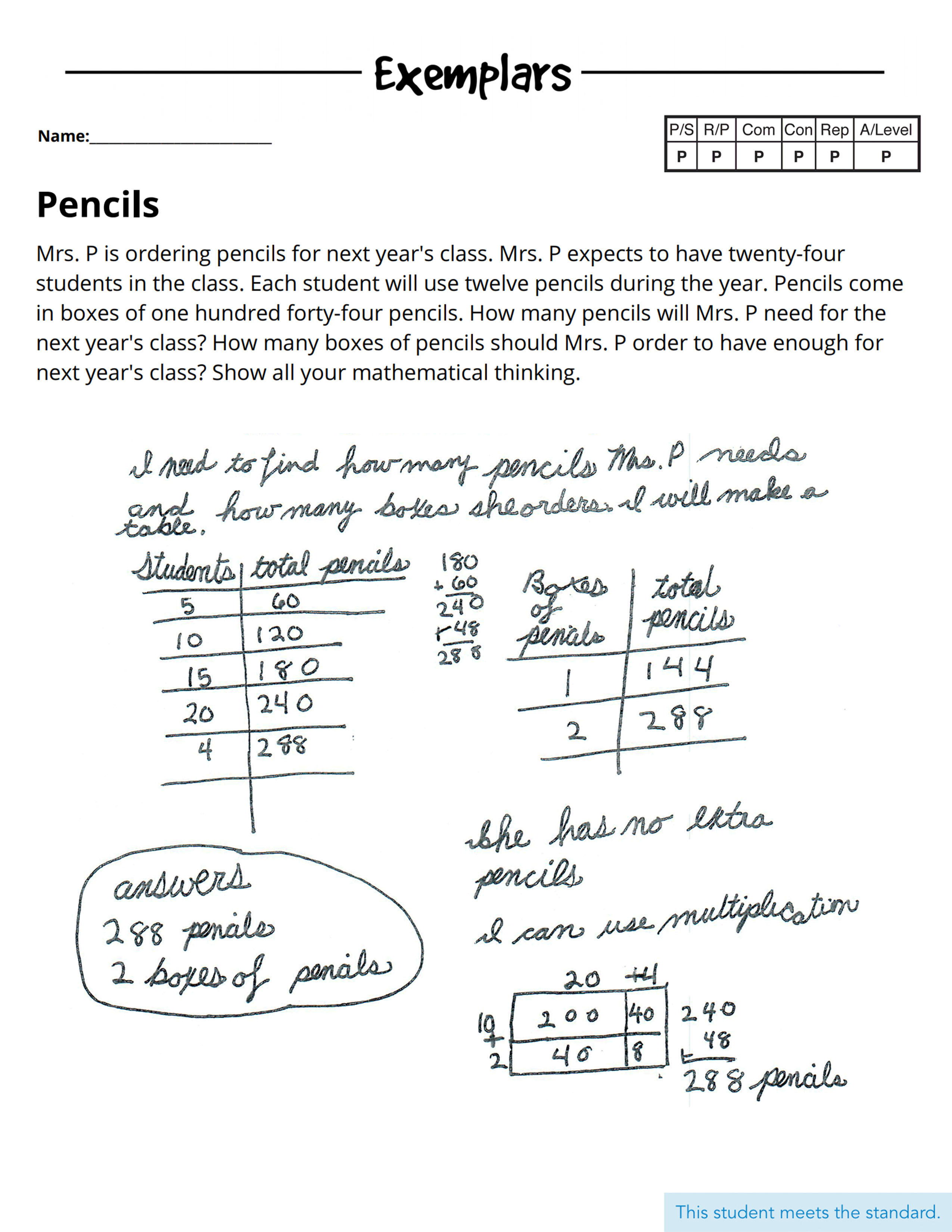 exemplars task example