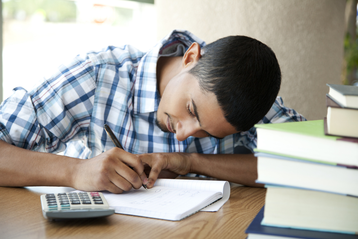 student with calculator