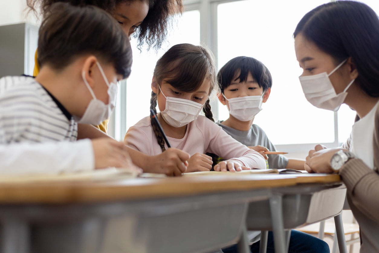 students working in a group