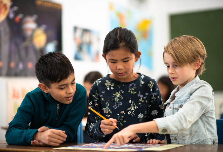 Students working together in classroom