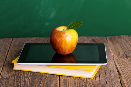 apple on a tablet